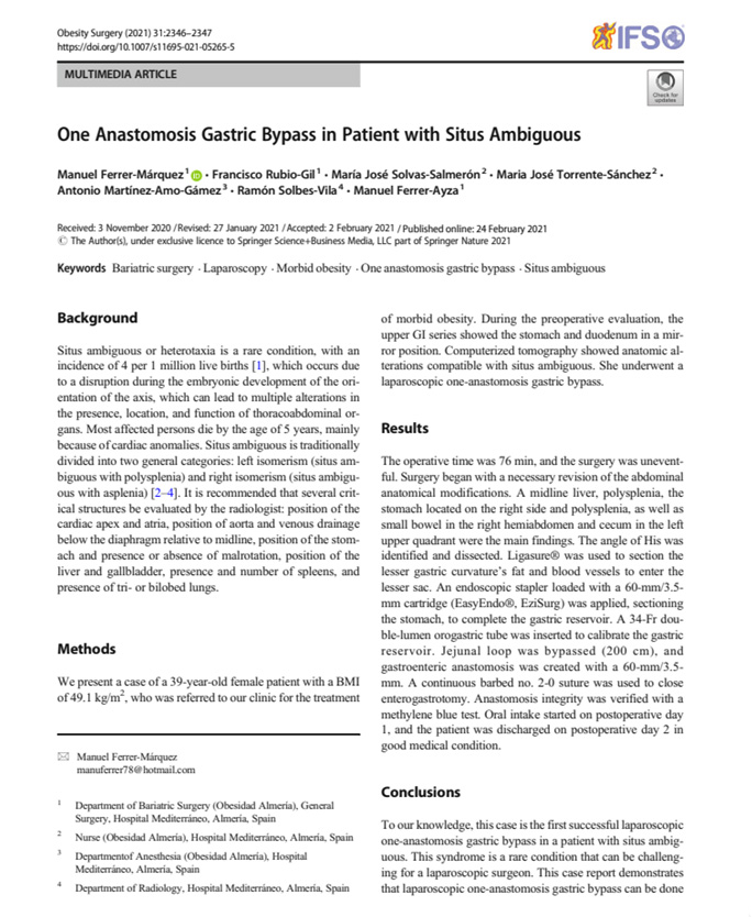 One Anastomosis Gastric Bypass in Patient with Situs Ambiguous