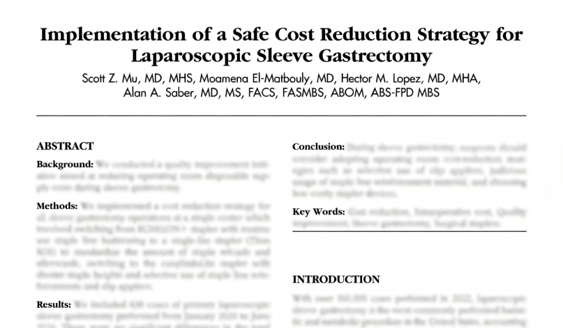 Implementation of a Safe Cost Reduction Strategy for Laparoscopic Sleeve Gastrectomy