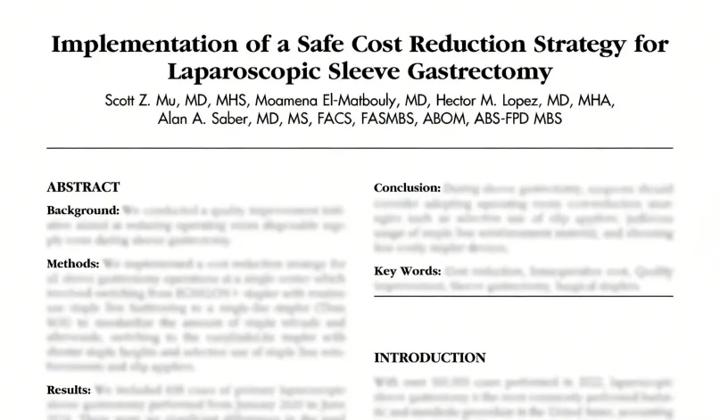 Implementation of a Safe Cost Reduction Strategy for Laparoscopic Sleeve Gastrectomy